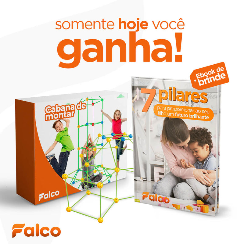 Kit de Construção Cabana Kids + Lona (BRINDE!) + Ebook Desenvolvimento Infantil (BRINDE!)